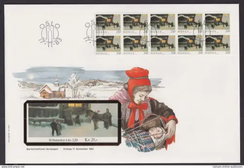 Norwegen Markenheftchen Brtief Zusammendruck Heftchenblatt Malerei Kunst Bild