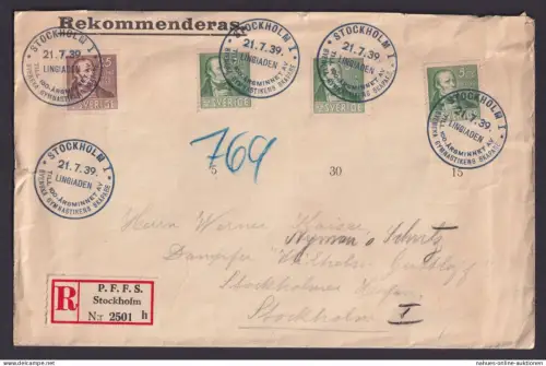 Stockholm R Brief Schweden R-Zettel P.F.F.S. Turnen Lingiade Pehr Henrik Ling