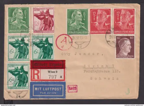 Ostmark Luftpost selt. Eilboten Einschreiben Luftpost Deutsches Reich Brief Wien