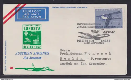 Flugpost Österreich Austrian Airlines Pan American attraktiver Umschlag Lufpost
