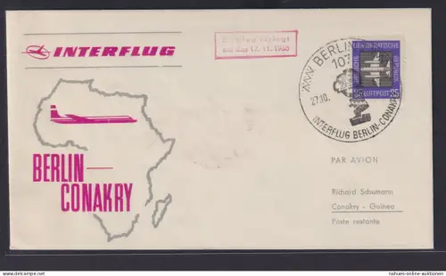 Flugpost Brief airmail DDR Interflug Destination Berlin nach Conakry Guinea mit