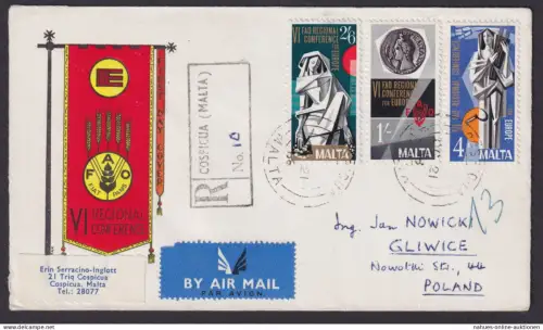 Cospicua Malta R Brief Gliwice Gleiwitz Polen Luftpost