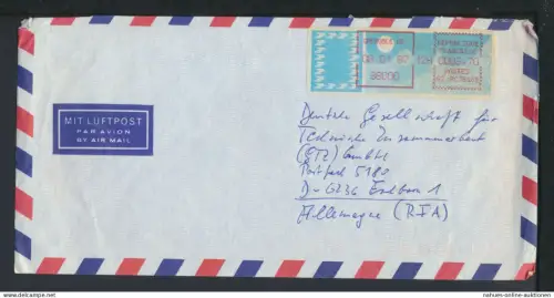 Flugpost Brief Air Mail Frankreich ATM Automatenmarke Grenoble Eschborn Hessen