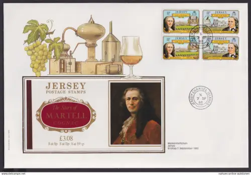 Jersey Markenheftchen Brief Zusammendrucke Heftchenblatt Alkohol