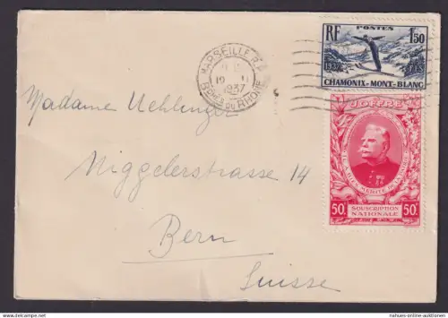Marseille Frankreich Brief Marke Chamonix Mont Blanc FIS Inter. Skiverband Bern