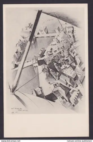 Flugpost Aviatik Schweiz tolle Künstler Ganzsache Flugmeeting Zürich 1927 klasse