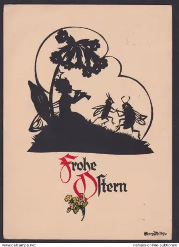 Grußkarte Deutsches Reich Dresden Künstler Ansichtskarte Scherenschnitt