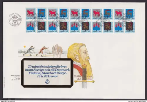 Schweden Markenheftchen Brief Zusammendruck Heftchenblatt Gustav Vasa