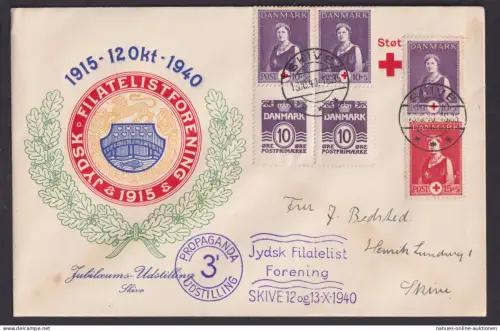 Dänemark dekor Brief Zusammendruck Rotes Kreuz + Vignette Philatelie Ausstellung
