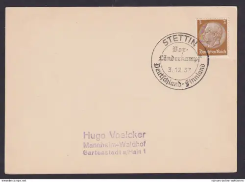 Deutsches Reich Postkarte Sport SST Stettin Box Länderkampf Deutschland