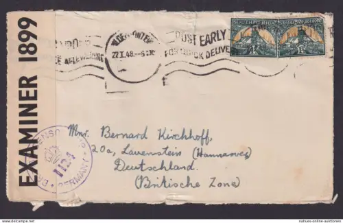 Südafrika Zensur Briefvorderseite Zweisprachig Lauenstein Hannover Niedersachsen