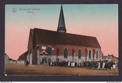 Deulemont Feldpost Frankreich Kirche Menschen Versammlung Gottesdiesnst