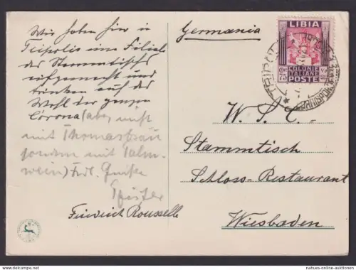 Libyen Afrika Nordafrika selt. Klappkarte Hotel Tripoli mit Landkarte Wiesbaden