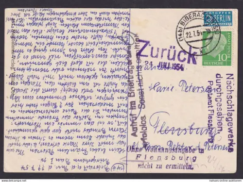 Bund Biberach Riss Baden Württemberg Flensburg mit 3 Retour Stempeln selten