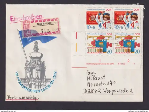 Briefmarken Druckvermerk DDR R Brief Bogenecke Eckrand 2724-2725 Pioniertreffen
