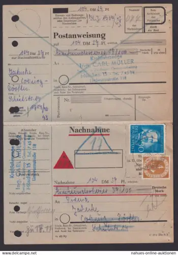 München Coburg Dörfles MIF 161 Posthorn Nachnahme Klappkarte mit Postanweisung