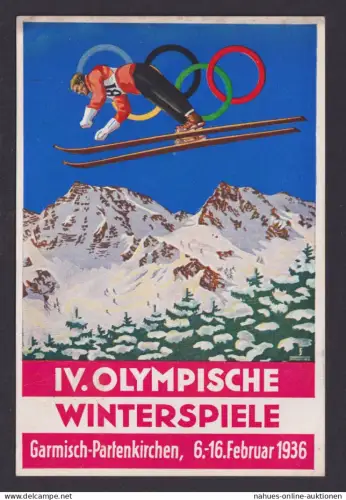 Garmisch Partenkirchen Ansichtskarte Deutsches Reich Sport Anlass XI. Olympische