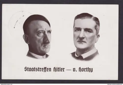 Kiel Ansichtskarte Deutsches Reich Staatstreffen Hitler u. von Horthy