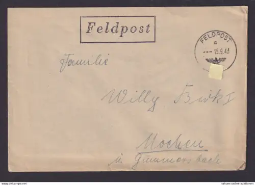 Deutsches Reich R1 FELDPOST neben stummen Stempel Mochen ? über Gummersbach