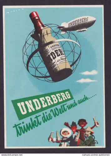 Reklame Underberg Zeppelin Sport Wintersport Flugpost Brief Air Mail Österreich