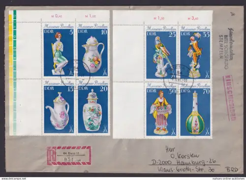 Leerfeld Briefmarken DDR Zusammendruck R Brief Meissener Porzellan Bogenecke