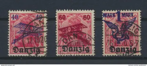 Flugpost Danzig 50-52 incl. 51 AF II Aufdruckabart gestempelt KatWert 245,00
