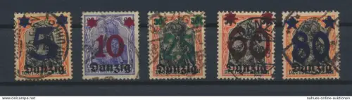 Danzig 16-20 Aufdruck Deutsche Reich Germania sauber gestempelt Kat.Wert 22,00