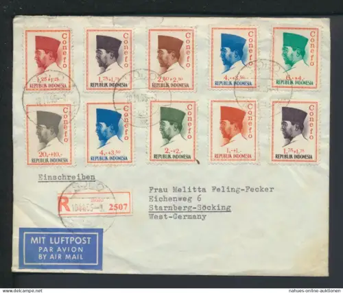 Flugpost R-Brief Air Mail Indonesien Übersee Starnberg Deutschland