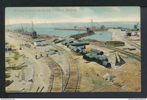 Ansichtskarte Panama Übersee Cristobal Dockbau Vermont USA