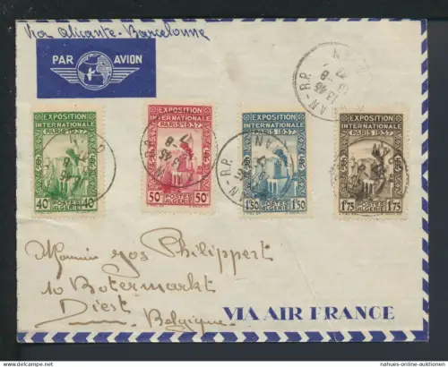 Algerien Afrika Brief 130-133 Weltausstellung Paris Frankreich Diest Belgien
