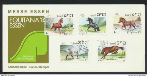 Briefmarken Laos Übersee Tiere Pferde 1983 Equitana Weltmesse Essen Deutschland