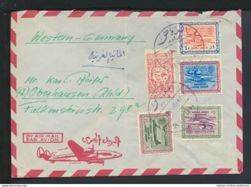 Flugpost Saudi-Arabien Naher Osten Brief nach Oberhausen Rheinland