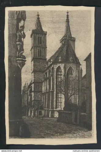 Radierung Ansichtskarte Künstler Rothenburg o Tauber Bayern St Jakobskirche