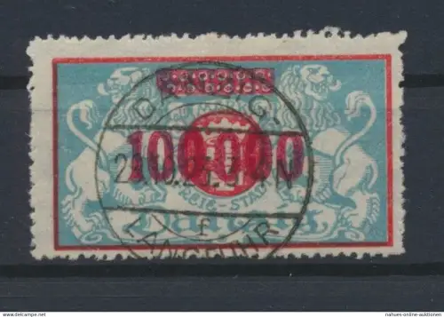 Danzig 150 F Staatswappen Abart ohne Rosettenunterdruck gestempelt Kat 500,00