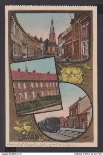 Ansichtskarte Staden Belgien Bahnhof Eisenbahn Feldpost 1915 Leipzig Sachsen