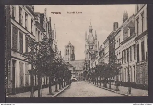 Ansichtskarte Ypern Belgien Rue de Lille 1915 Feldpost Gartenheim Hessen