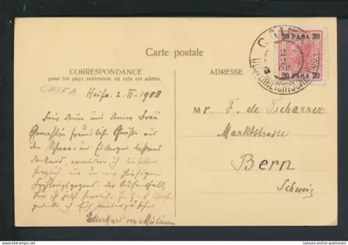 Österreich österr. Post Levante Caifa Haifa Türkei Ansichtskarte Syriesche