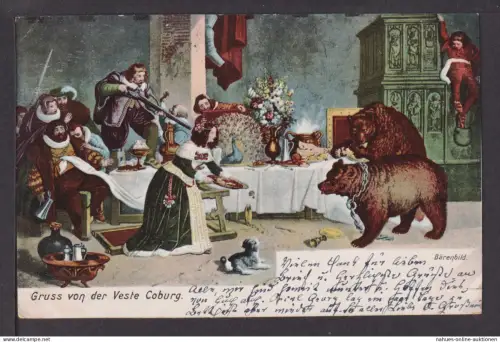 Ansichtskarte Coburg Bayern Gruß von der Veste 1906 Breslau Ostgebiete Schlesien