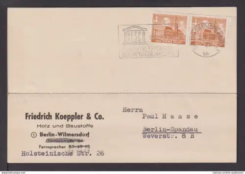 Berlin Brief MEF 4 Pfg Bauten Paar inter SST UNESCO Charlottenburg nach Spandau