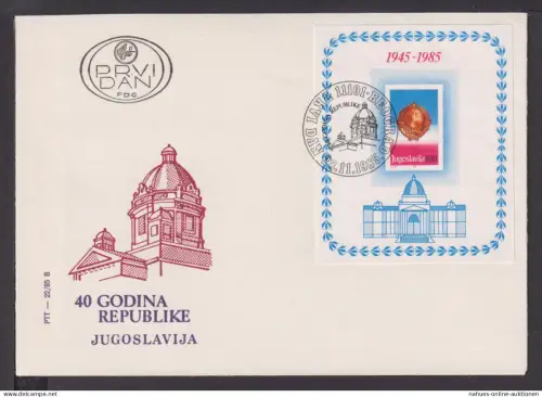 Briefmarken Jugoslawien Europa Brief Block 1985 40 Jahre Republik Jugoslawien