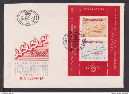 Briefmarken Jugoslawien Europa Brief Block 1982 12. Kongress SKJ