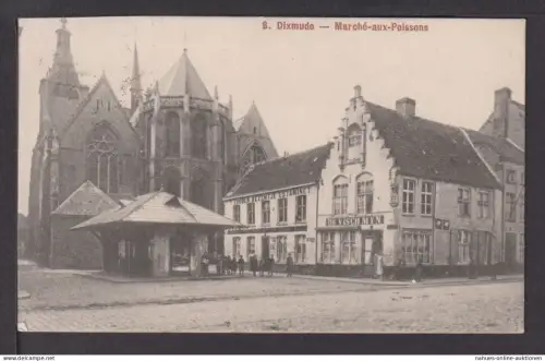 Ansichtskarte Dixmude Belgien Fischmarkt Feldpost 1915 Leipzig Sachsen