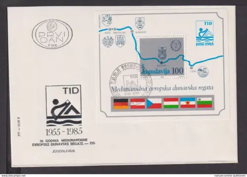 Briefmarken Jugoslavien Europa Brief Block 1985 30 Jahre Donauregatta TID