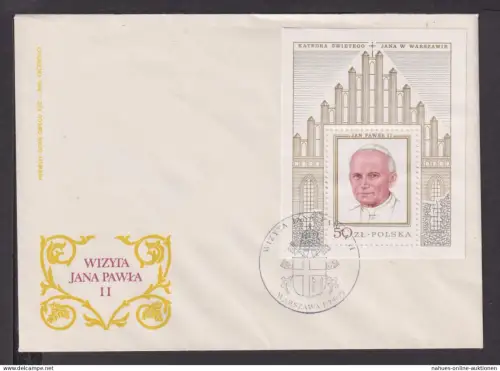 Briefmarken Polen Europa Brief Block 1970 Papst Johannes Paul II