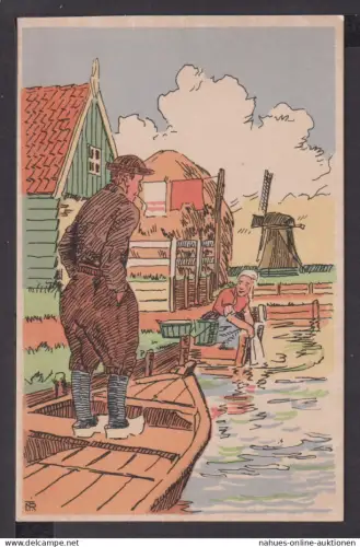 Ansichtskarte Künstler sign NTR Insel Marken Niederlande