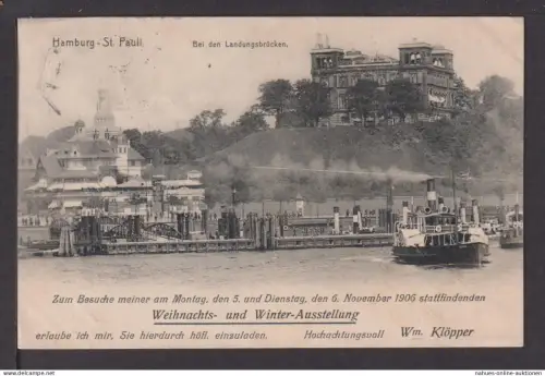 Ansichtskarte Hamburg St. Pauli Weihnachten + Winter Ausstellung Landungsbrücken