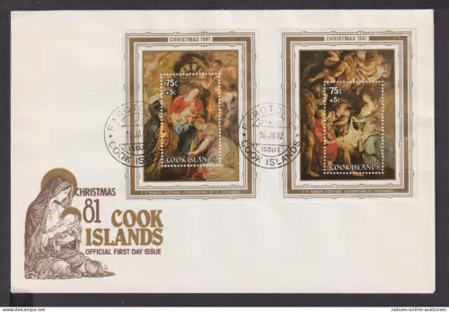 Briefmarken Cook Inseln Übersee Brief Block 1982 Weihnachten 1981