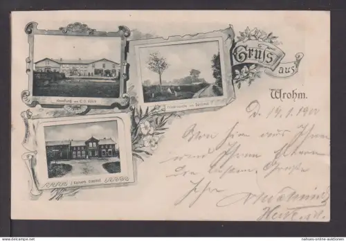 Jugendstil Ansichtskarte Wrohm Schleswig-Holstein 1900 Schenefeld