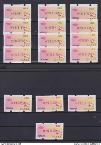 China Taiwan Asien ATM Automatenmarken Luxsus postfrisch 24 Stück