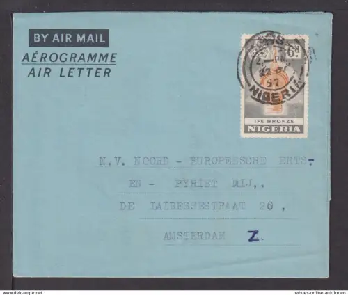 Flugpost airmail Nigeria Afrika Ganzsache Aerogramm Amsterdam Niederlande